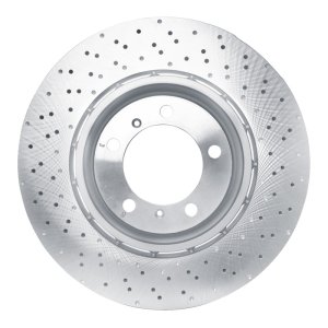 Porsche 911 Brake Rotor (1) - Front Right - R1 Concepts - Drilled Carbon Alloy GeoMET - `15-`17